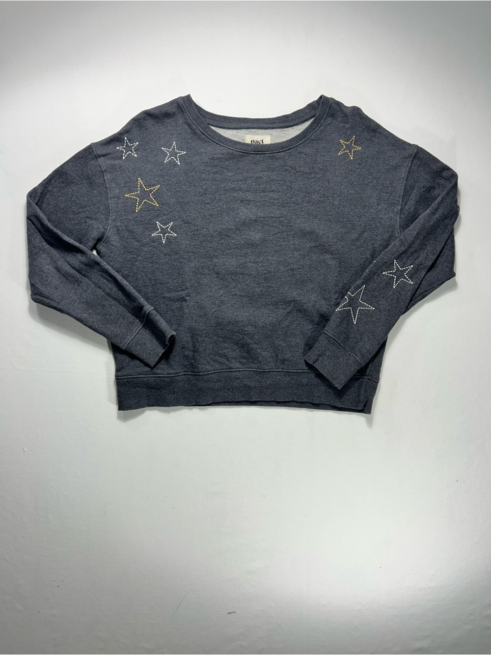 Pact Charcoal Crewneck Sweatshirt Small